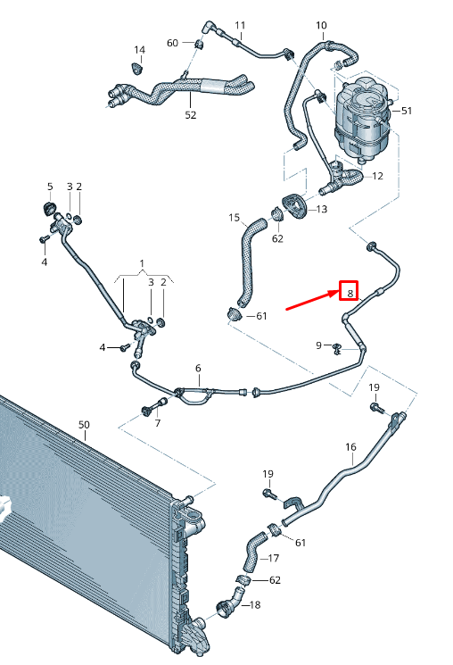new audi a4 avant b9 engine breather line 8w0121081ec original