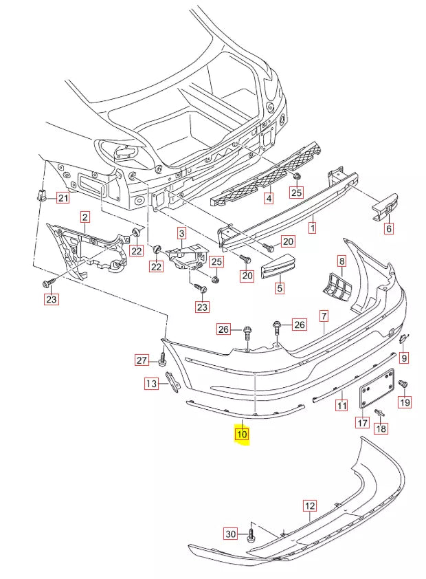 NEW VOLKSWAGEN CC REAR BUMPER PRIMED LEFT MOLDING TRIM 3C8853841GRU