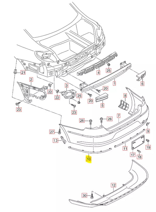 NEW VOLKSWAGEN CC REAR BUMPER PRIMED LEFT MOLDING TRIM 3C8853841GRU