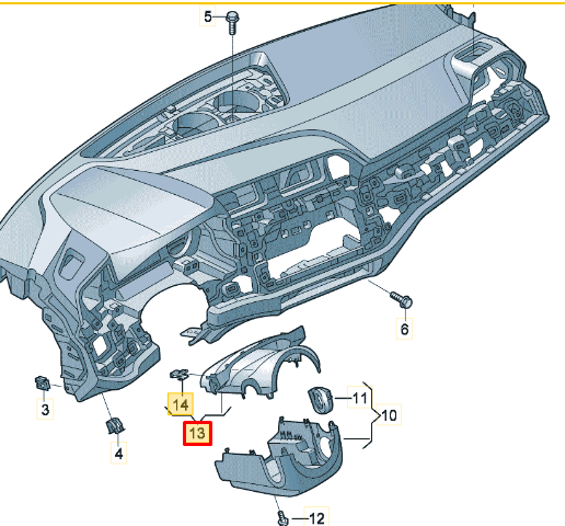 new audi q3 f3 sportback upper steering column trim 83a953491a4pk original