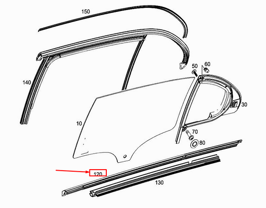 new mercedes-benz a w177 rear right door window sealing rail a1777350200
