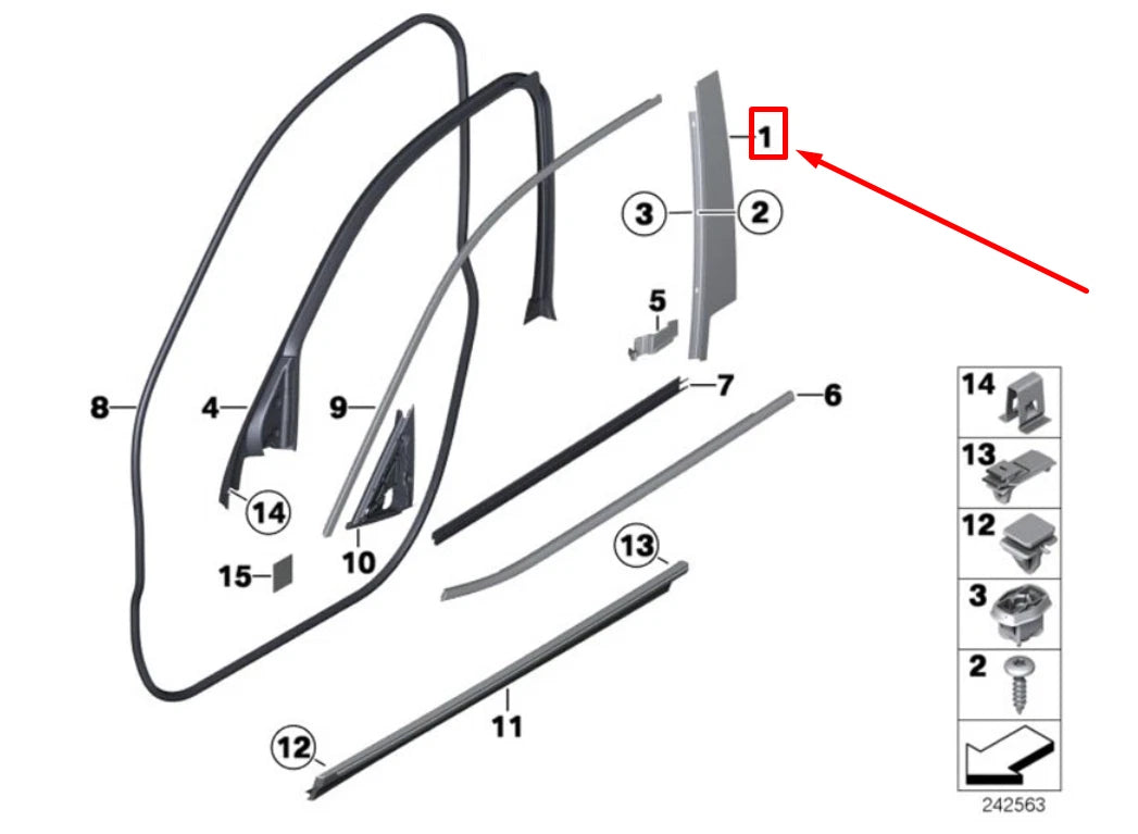 NEW BMW X3 F25 FRONT LEFT DOOR APPLIQUE 7205707 51337205707 ORIGINAL