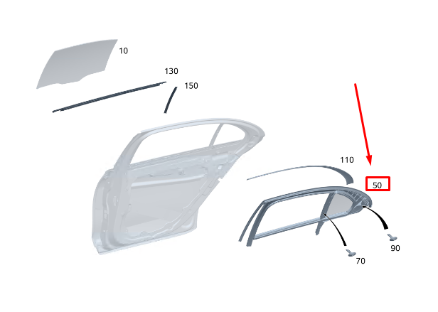 new mercedes-benz s w223 rear left door window guide rail a2237300311 original