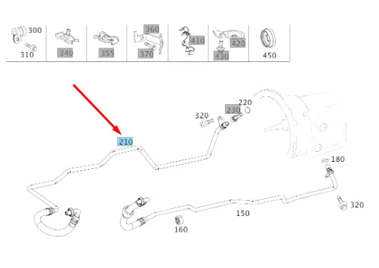 NEW MERCEDES-BENZ C S205 TRANSMISSION OIL RETURN LINE A2052706402 ORIGINAL