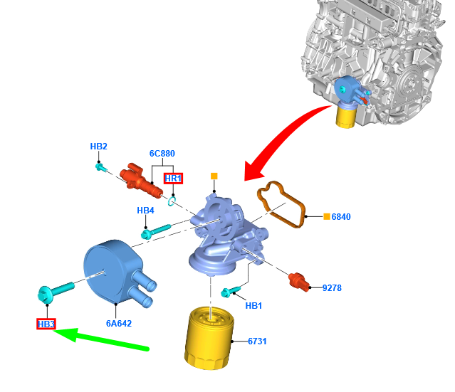 new ford focus mk4 oil cooler bolt w706487-s437 1364347 original
