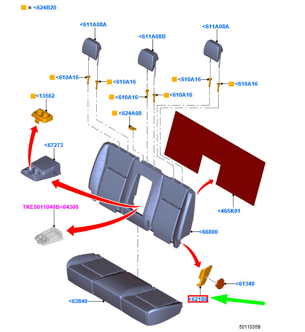 new ford ranger t6 mk1 rear seat left cushion valance 5270959 original