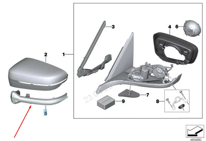 NEW BMW 7 G11 RIGHT WING MIRROR TURN INDICATOR LIGHT 51167414652 2016 ORIGINAL