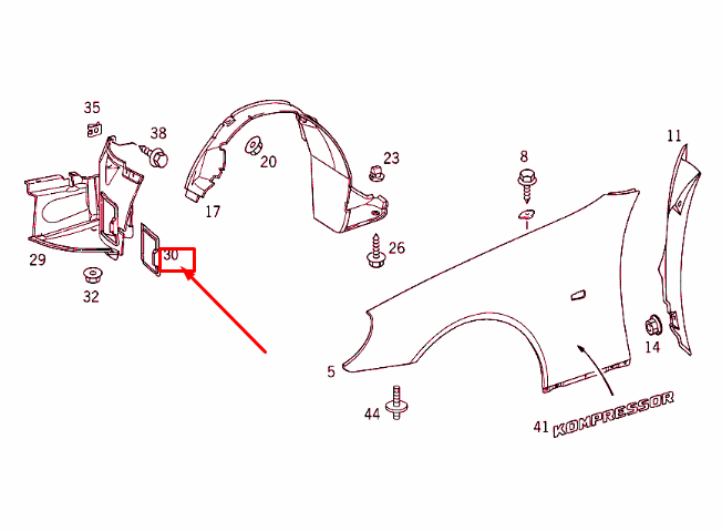 NEW MERCEDES-BENZ SLK R170 FRONT LEFT WHEEL ARCH COVER A1708840122 ORIGINAL