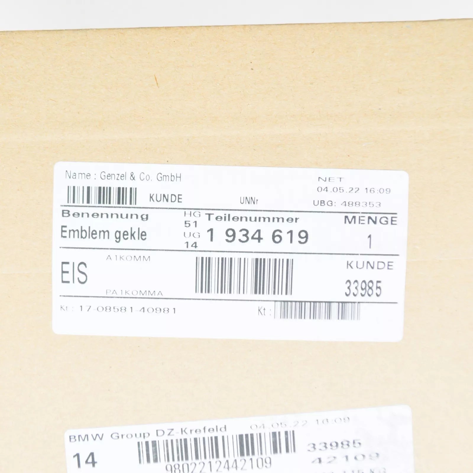 NEW BMW M3 E30 COUPE REAR TRUNK LID CHROME 3 EMBLEM BADGE 51141934619 ORIGINAL