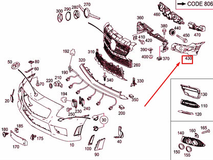 NEW MERCEDES-BENZ SLK R172 FRONT BUMPER RIGHT BASIC MOUNTING A1728850465
