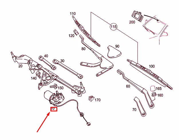 NEW MERCEDES-BENZ C W203 FRONT WINDSHIELD WIPER MOTOR LHD A2038200342 ORIGINAL