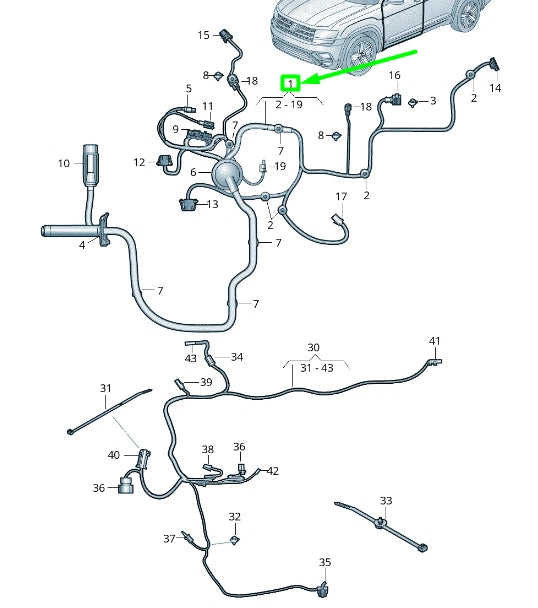 NEW VOLKSWAGEN ATLAS CA1 FRONT LEFT DOOR CABLE HARNESS 3CN971120T