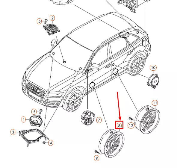 NEW AUDI Q5 8R FRONT DOOR MID-RANGE BASS SPEAKER 8R0035415C ORIGINAL