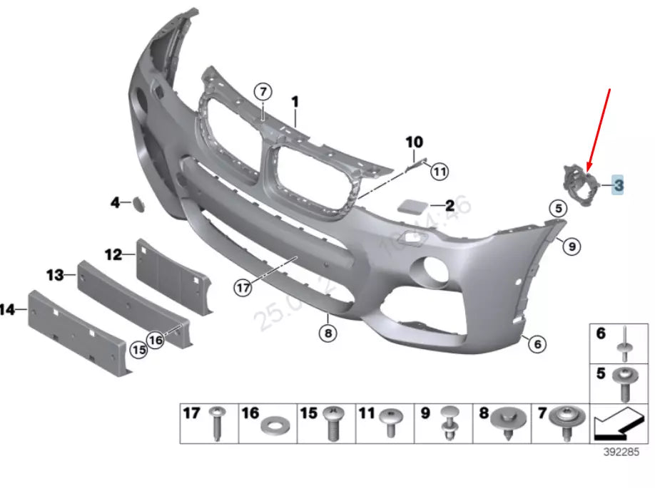NEW BMW X3 F25 FRONT RIGHT FOG LIGHT BRACKET 51118056298 8056298 2016 ORIGINAL