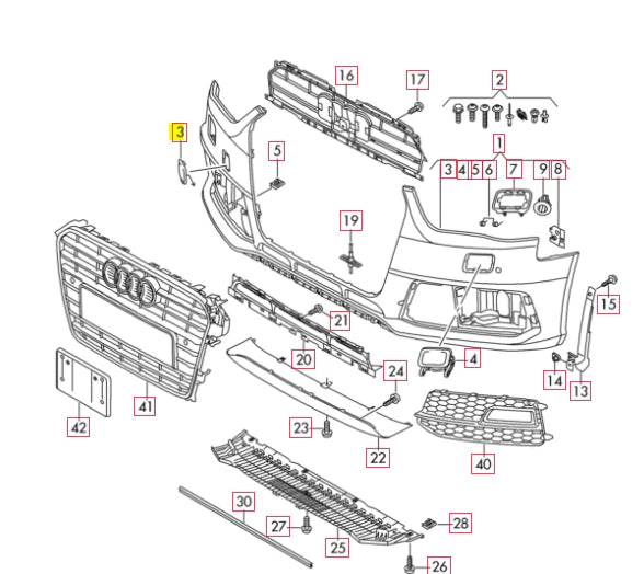 NEW AUDI A4/S4 (13-15) FRONT BUMPER TOW HOOK COVER 8K0807241GGRU