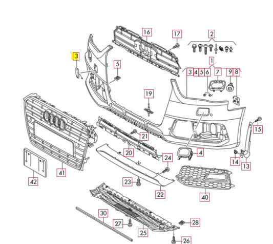 NEW AUDI A4/S4 (13-15) FRONT BUMPER TOW HOOK COVER 8K0807241GGRU