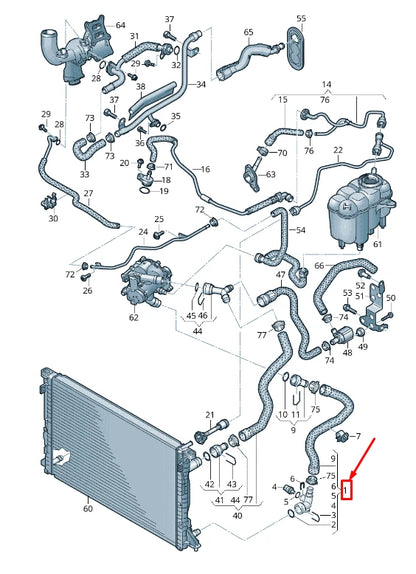 NEW AUDI A4 8W LOWER RADIATOR COOLANT HOSE 8W0122055L ORIGINAL