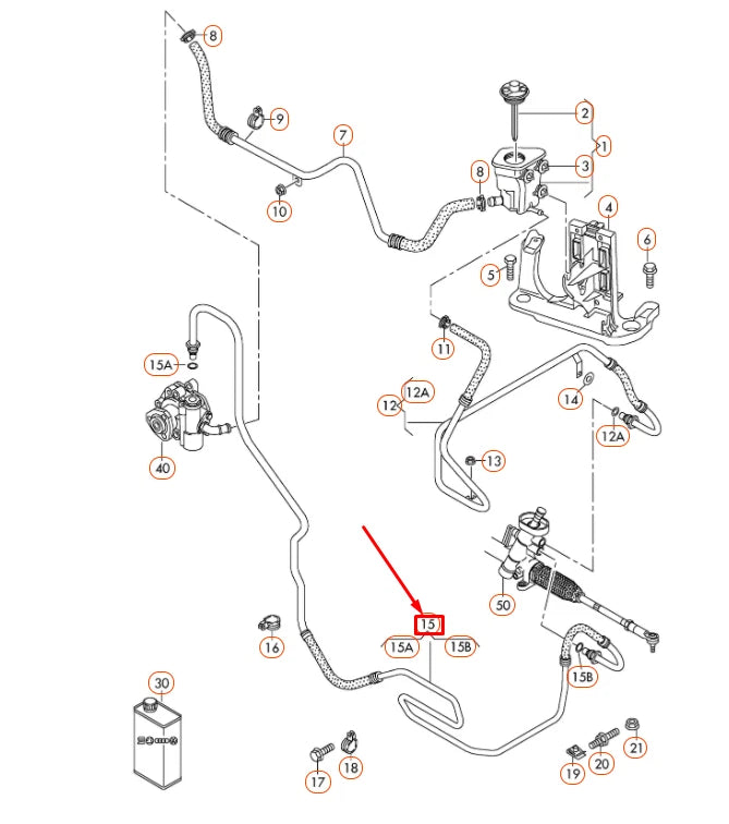 NEW VOLKSWAGEN BEETLE A5 POWER STEERING PRESSURE HOSE 5C0422893BJ ORIGINAL
