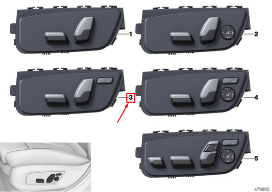 new bmw 5 touring g31 front right seat adjustment switches 61319458816 original