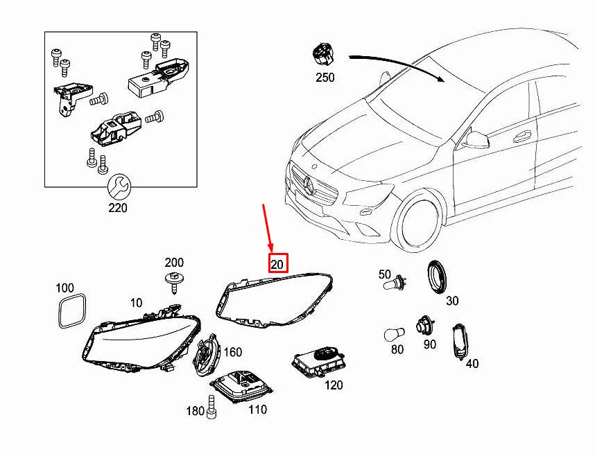 NEW MERCEDES-BENZ CLA C117 FRONT RIGHT LAMP SEALING FRAME A1178260258 ORIGINAL