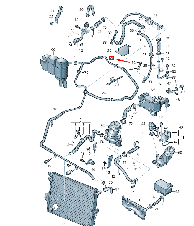 new vw touareg 7p mk2 coolant hose 7p6122447as original