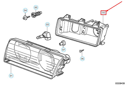 NEW BMW 3 E36 RIGHT HEADLIGHT SUPPORTING FRAME 63121387866 1387866 ORIGINAL
