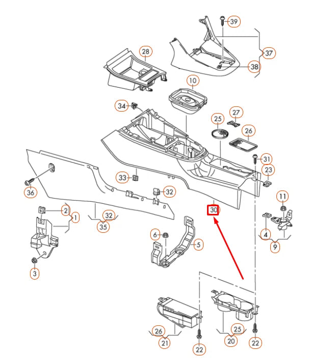 NEW VOLKSWAGEN GOLF 5K MK6 FRONT CENTER CONSOLE 5K0863243C82V