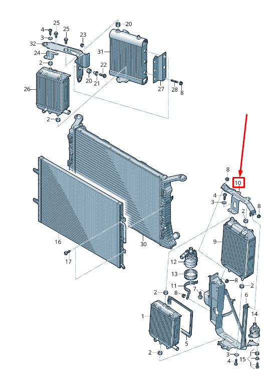 NEW AUDI RS7 SPORTBACK 4G ADDITIONAL COOLANT RADIATOR BRACKET 4G0121263 ORIGINAL