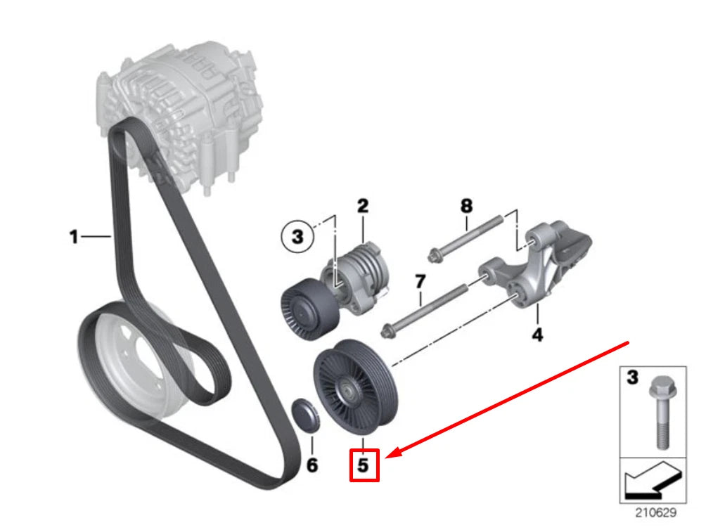 NEW BMW 6 CABRIO F12 DEFLECTION PULLEY 7564649 32427564649 ORIGINAL