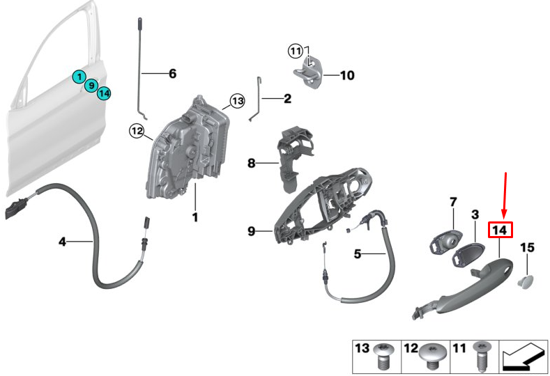 new bmw x3 g01 front left door exterior handle 51218492061 original