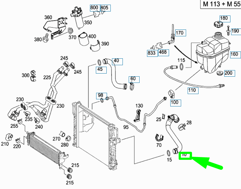 new mercedes-benz e w211 radiator coolant top hose a2115010782 original