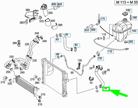 new mercedes-benz e w211 radiator coolant top hose a2115010782 original