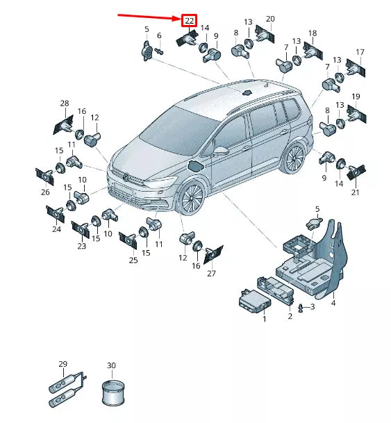 NEW VW TOURAN 5T RIGHT OUTER PARKING SENSOR BRACKET 5TA919398AGRU