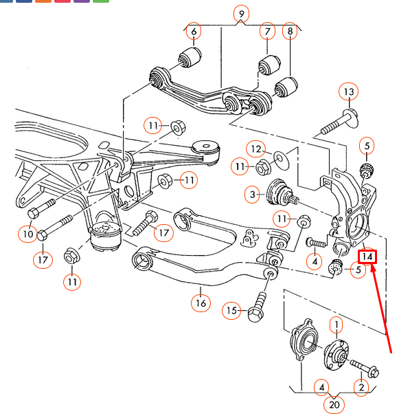 new volkswagen phaeton 3d rear left wheel bearing housing 3d0505435m original