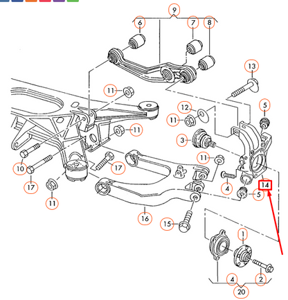 new volkswagen phaeton 3d rear left wheel bearing housing 3d0505435m original
