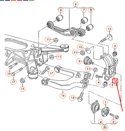 new volkswagen phaeton 3d rear left wheel bearing housing 3d0505435m original