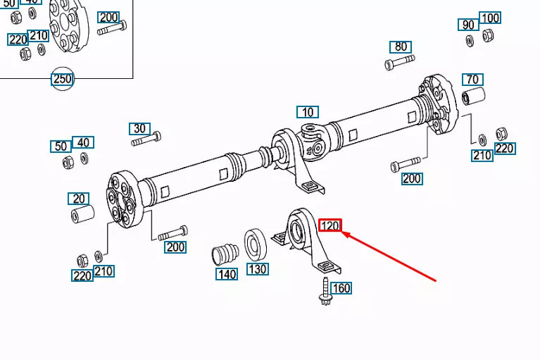 NEW MERCEDES-BENZ E W211 PROPELLER SHAFT WRINKLE BEARING A2114100281 ORIGINAL
