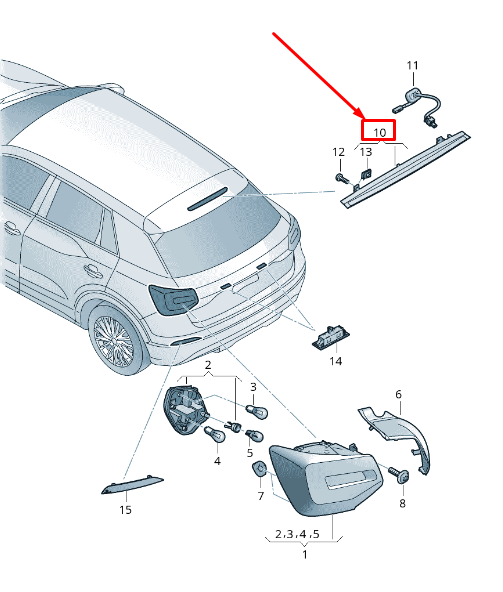 NEW AUDI Q2 GA REAR ADDITIONAL BRAKE LIGHT 8V0945097C ORIGINAL