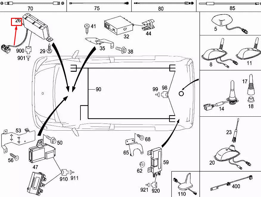 NEW MERCEDES-BENZ VITO W639 ANTENNA AMPLIFIER A6398202389 ORIGINAL