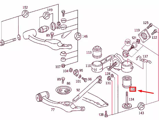 NEW MERCEDES-BENZ S W126 FRONT CONTROL ARM BUSHING A1263333314 ORIGINAL