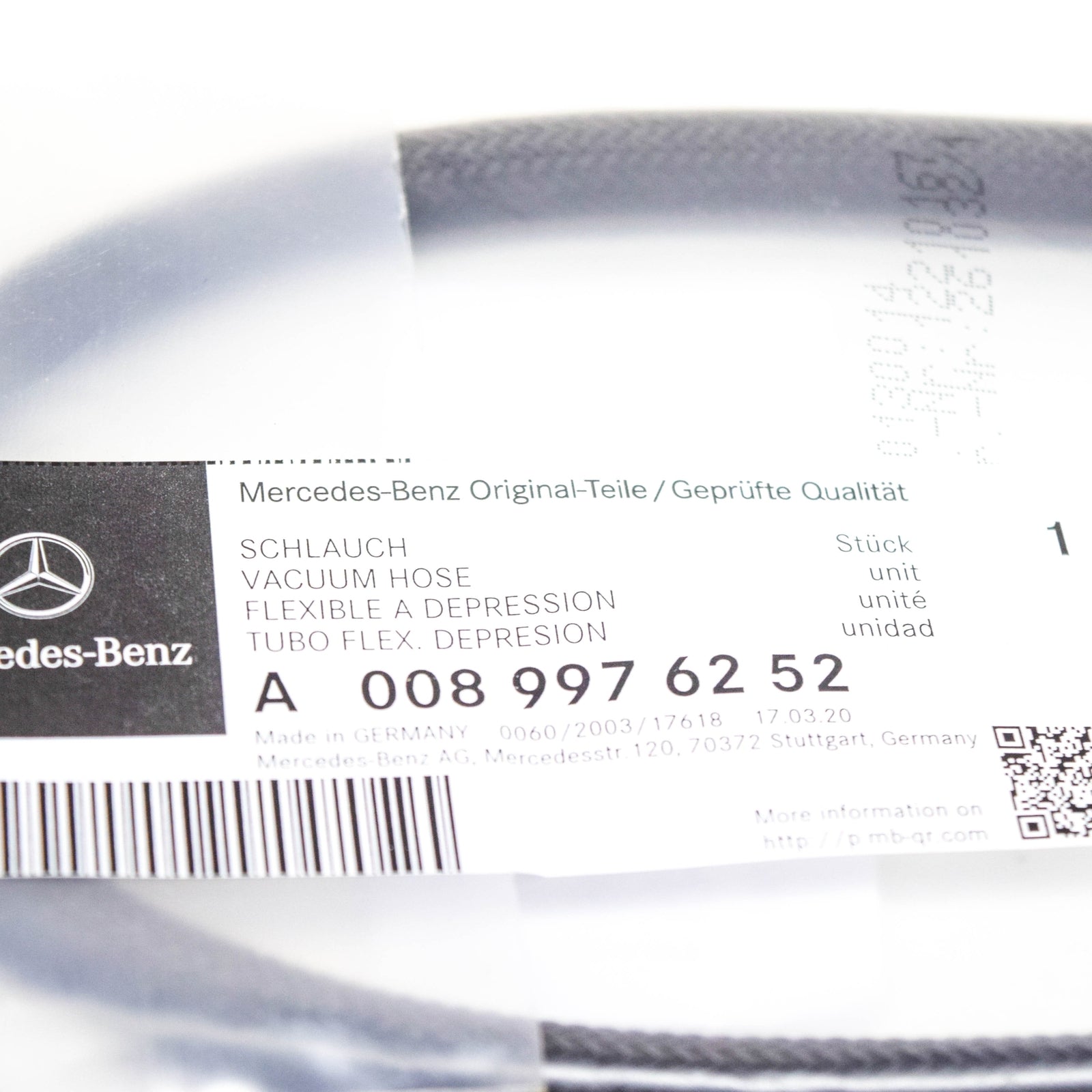 NEW MERCEDES-BENZ M W164 VACUUM HOSE TO DIVERTER VALVE A0089976252 ORIGINAL