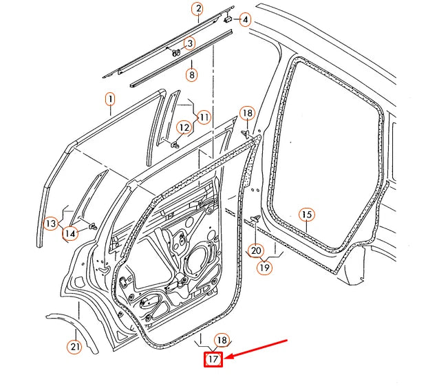 NEW AUDI Q7 4L REAR OUTER DOOR SEAL LEFT SELF-ADHESIVE 4L0839911 ORIGINAL