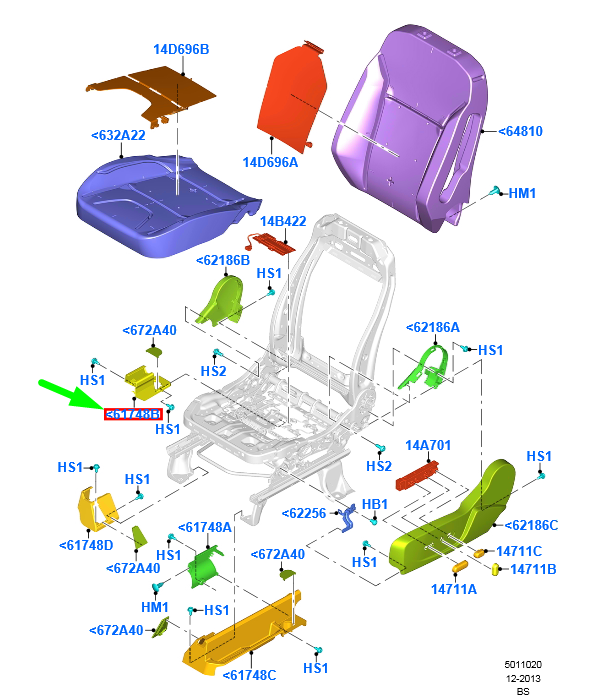 new ford kuga mk2 front seat right inboard rear track cover lhd 5165336 original