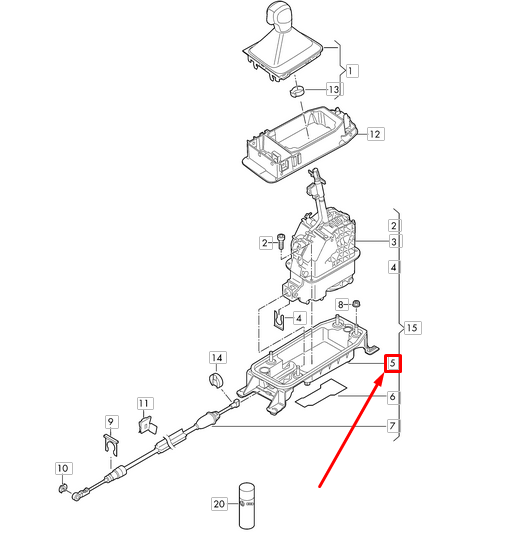 new volkswagen golf 5g mk7 gear selector mounting cup 5q0713085a original