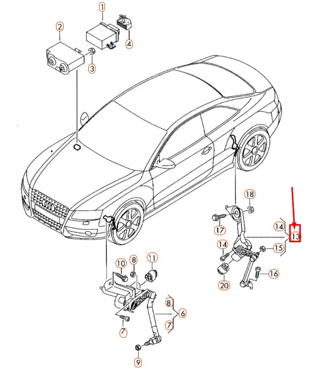 NEW AUDI A4 B8 REAR RIGHT LEVEL SENSOR 8K0941310C ORIGINAL