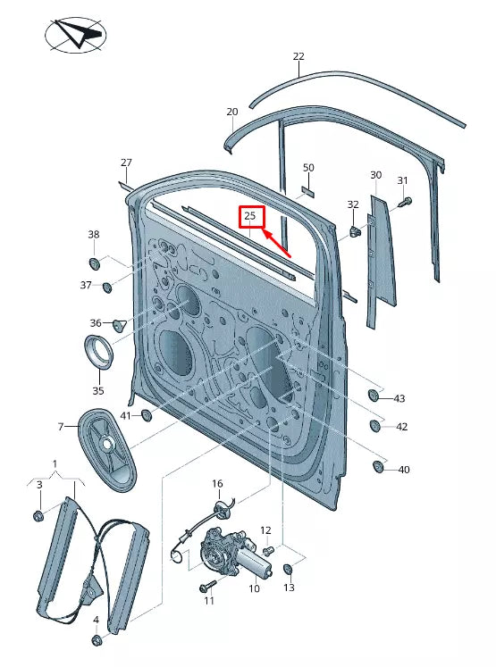 NEW VW TOUAREG CR FRONT RIGHT OUTER WINDOW APERTURE SEAL 760837476C041