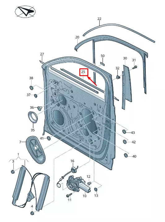 NEW VW TOUAREG CR FRONT RIGHT OUTER WINDOW APERTURE SEAL 760837476C041