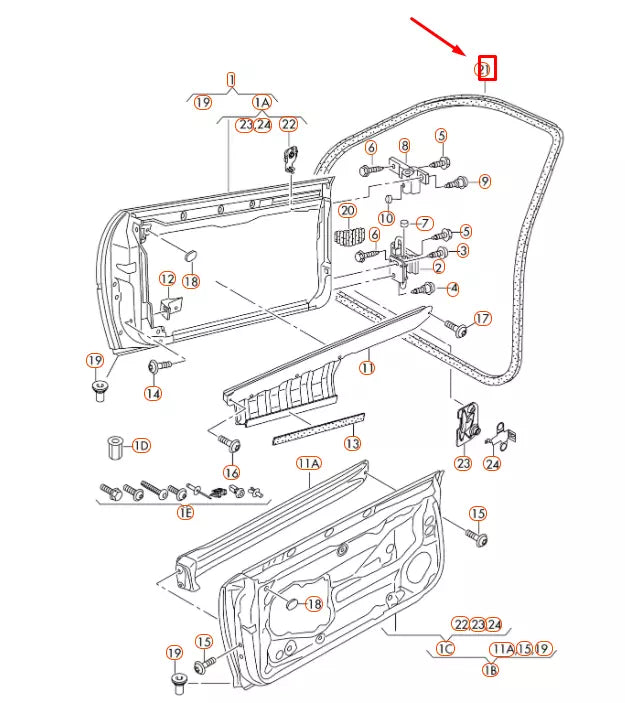NEW AUDI A3 8P FRONT DOOR SEAL RUBBER 8P4831721C6V9 ORIGINAL