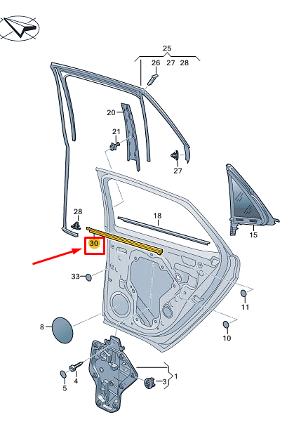 new vw id.3 e11 rear right inner door window aperture seal 10a839480 original
