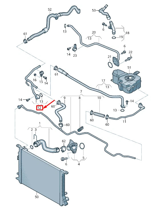 NEW AUDI A6 AVANT C7 FRONT RIGHT ENGINE COOLANT PIPE 079121085N ORIGINAL